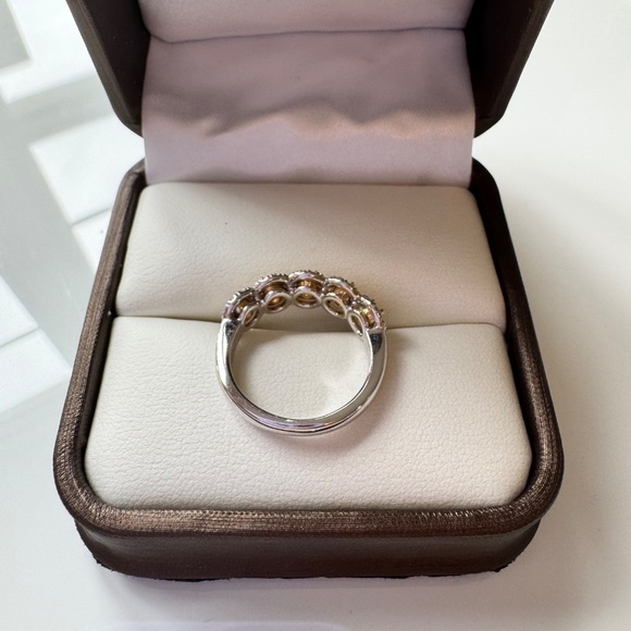 Fancy Yellow 5 Natural Diamond Eternity Ring Oval Cut 18K White Gold, Size 6 - Picture 4 of 16